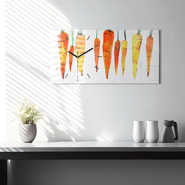 Glass wall clock rectangular Carrot illustration
