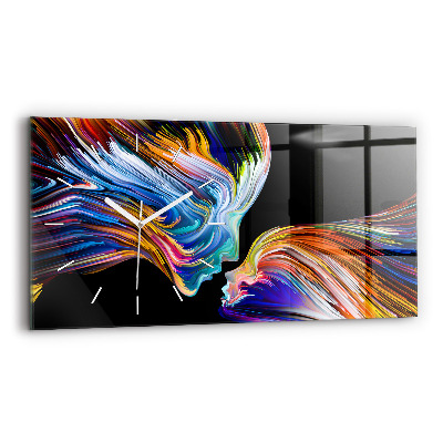Glass wall clock rectangular Emotional art