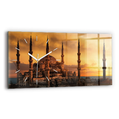 Glass wall clock rectangular Mosque in Istanbul