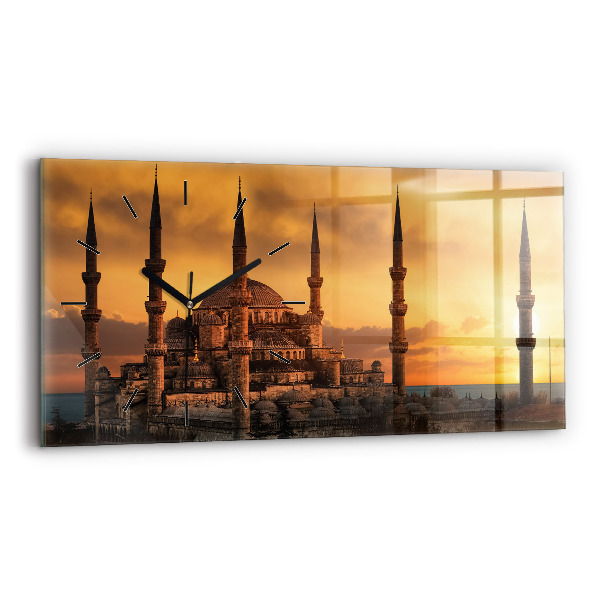 Glass wall clock rectangular Mosque in Istanbul