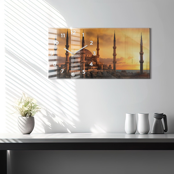 Glass wall clock rectangular Mosque in Istanbul