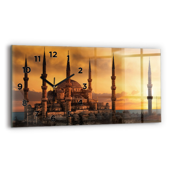 Glass wall clock rectangular Mosque in Istanbul