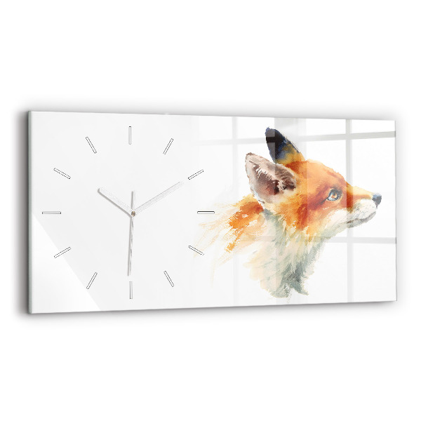 Glass wall clock rectangular Watercolor young fox