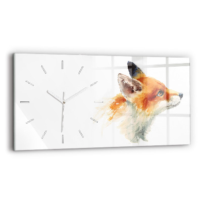 Glass wall clock rectangular Watercolor young fox
