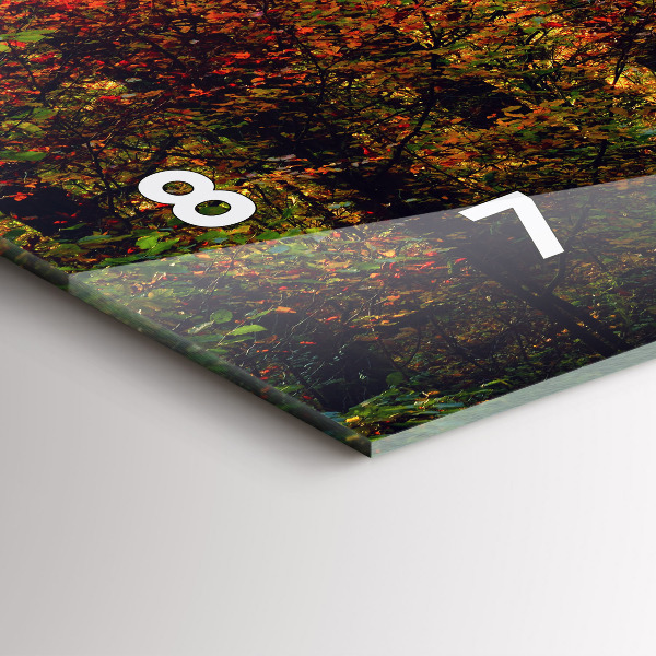 Glass wall clock rectangular Autumn forest scenery