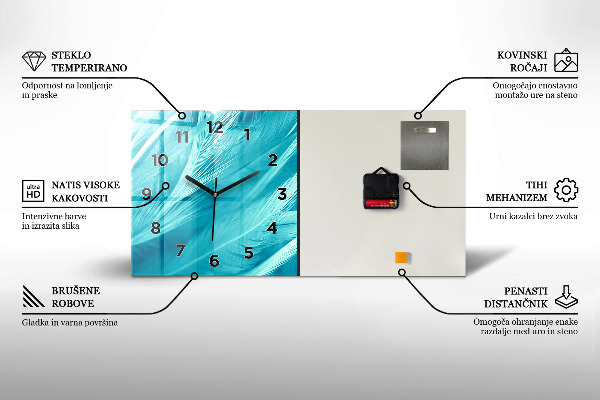Glass wall clock rectangular Autumn forest scenery