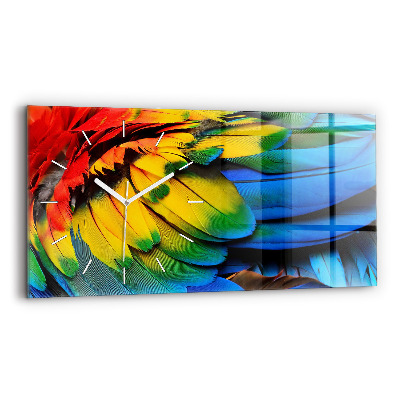 Glass wall clock rectangular Macaw Bird Colorful Wings
