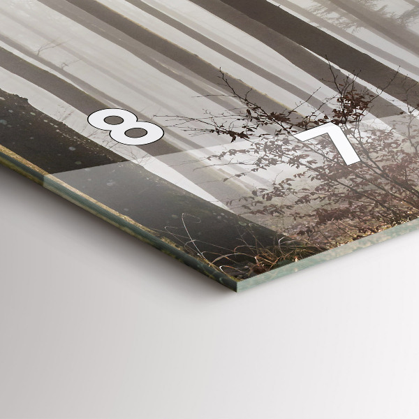 Glass wall clock rectangular Forest in the fog