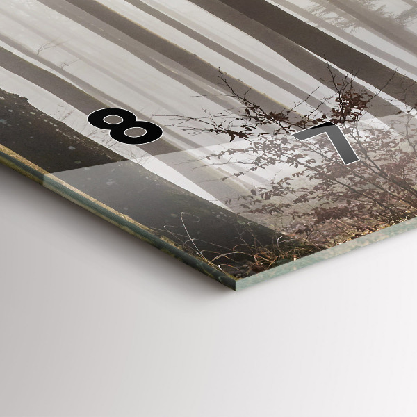Glass wall clock rectangular Forest in the fog