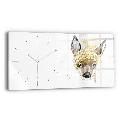 Glass wall clock rectangular A deer