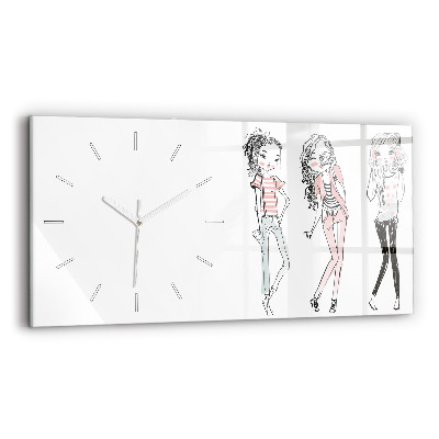 Glass wall clock rectangular Women's Fashion