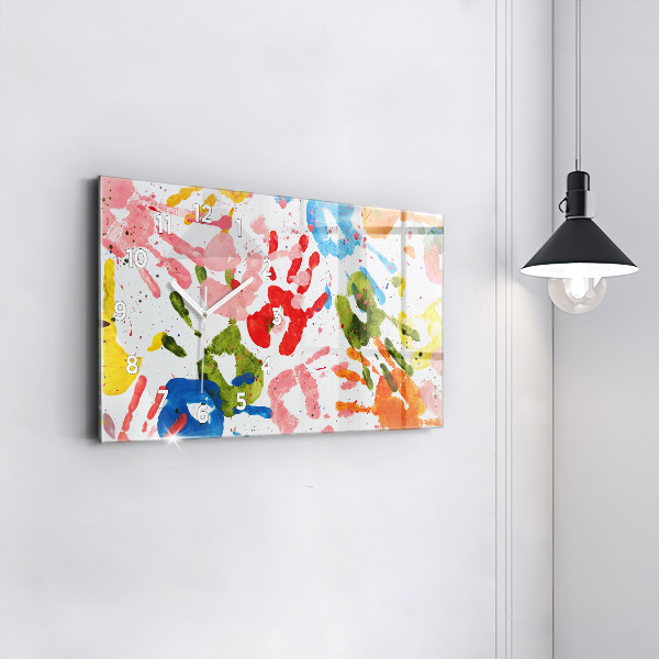 Glass wall clock rectangular Children's handprints