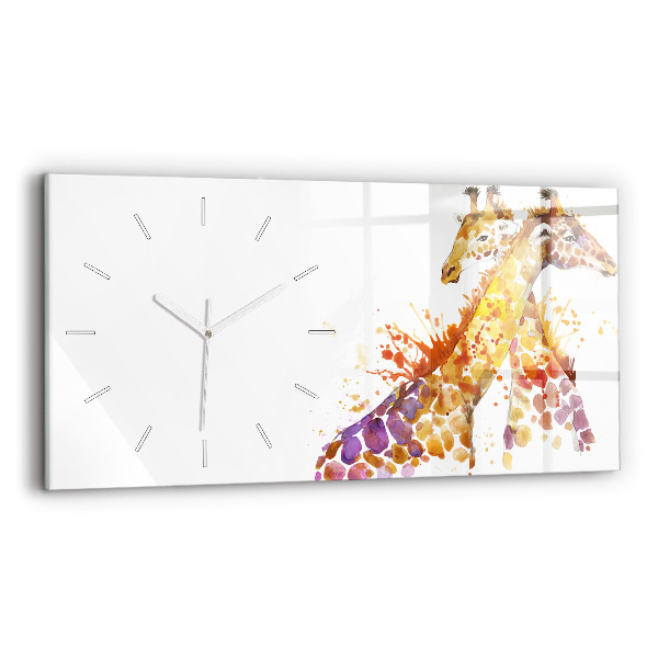 Glass wall clock rectangular Watercolor giraffe