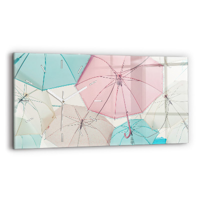 Glass wall clock rectangular Pastel umbrellas
