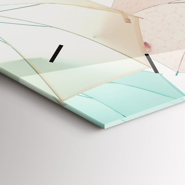 Glass wall clock rectangular Pastel umbrellas