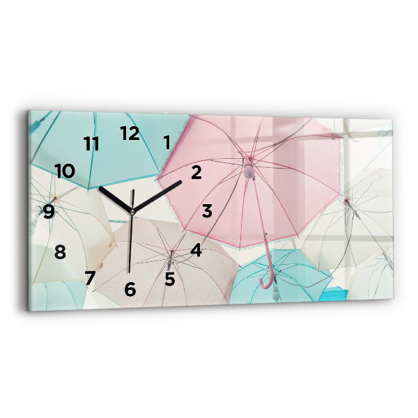Glass wall clock rectangular Pastel umbrellas