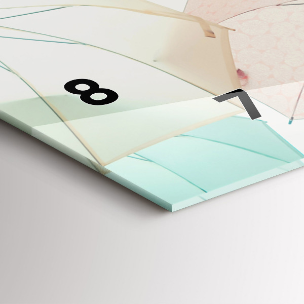 Glass wall clock rectangular Pastel umbrellas