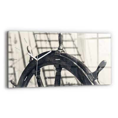 Glass wall clock rectangular Ancient ship