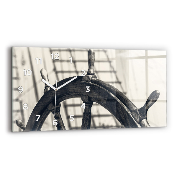 Glass wall clock rectangular Ancient ship