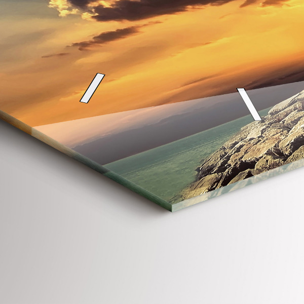 Glass wall clock rectangular Lighthouse On The Sea