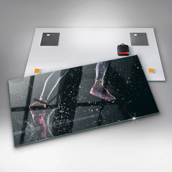 Glass wall clock rectangular Healthy lifestyle and running