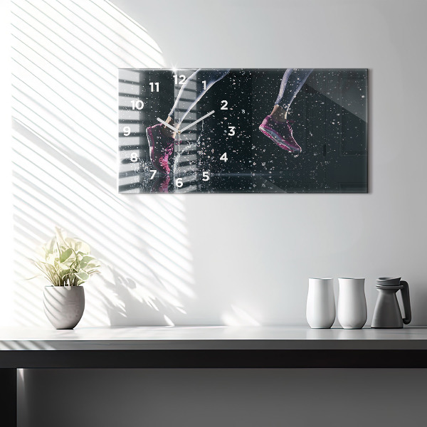 Glass wall clock rectangular Healthy lifestyle and running