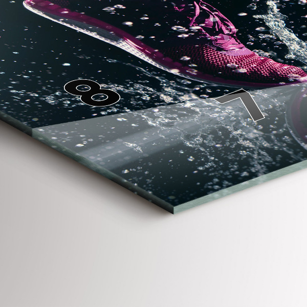 Glass wall clock rectangular Healthy lifestyle and running