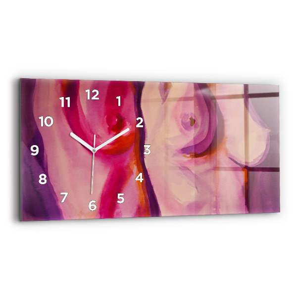 Glass wall clock rectangular Painting Women