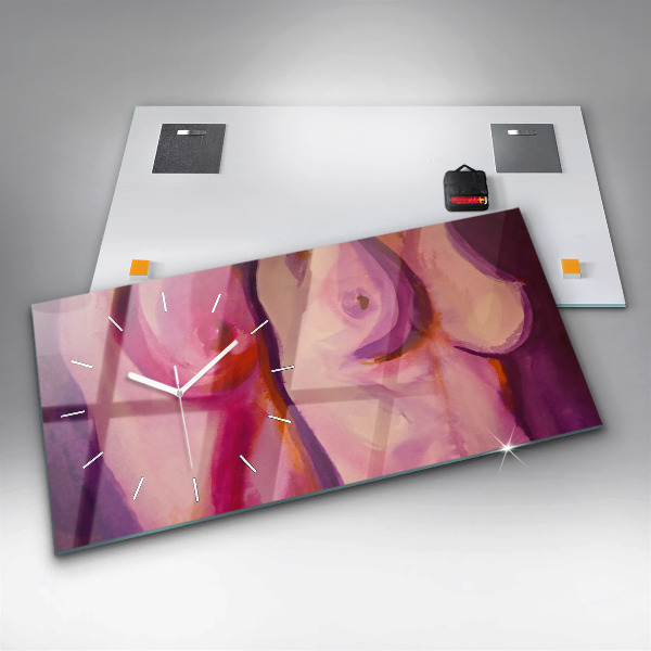 Glass wall clock rectangular Painting Women