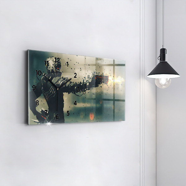 Glass wall clock rectangular Lethal weapon game