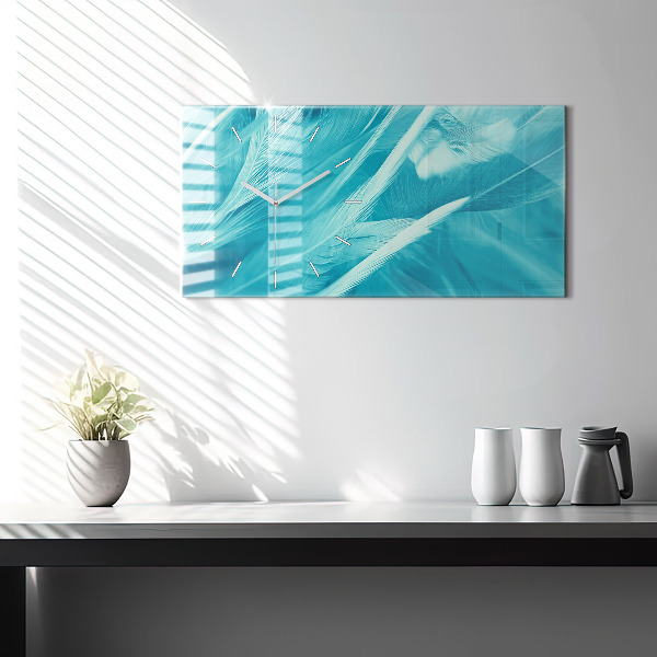 Glass wall clock rectangular Green turquoise vintage