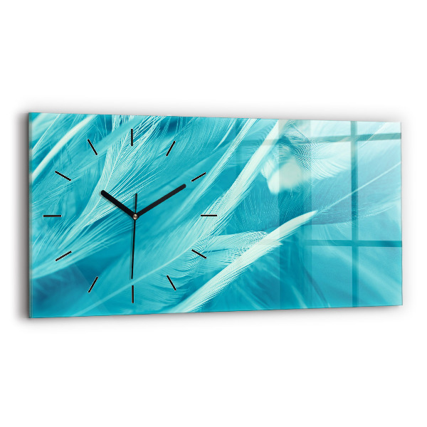 Glass wall clock rectangular Green turquoise vintage