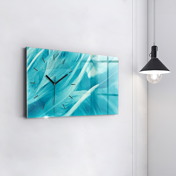 Glass wall clock rectangular Green turquoise vintage