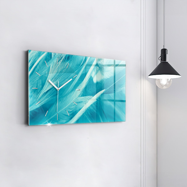 Glass wall clock rectangular Green turquoise vintage