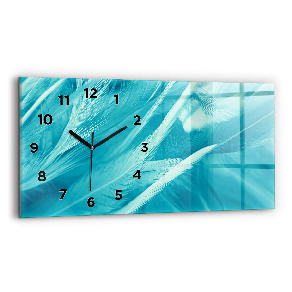 Glass wall clock rectangular Green turquoise vintage