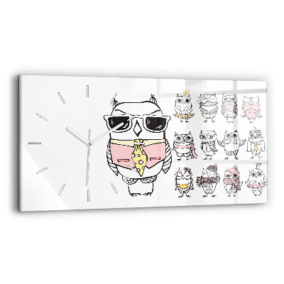 Glass wall clock rectangular Vintage Owl Poster