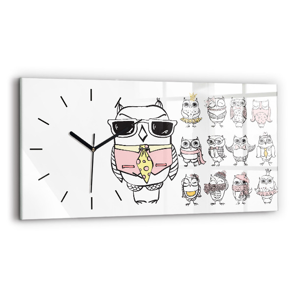 Glass wall clock rectangular Vintage Owl Poster