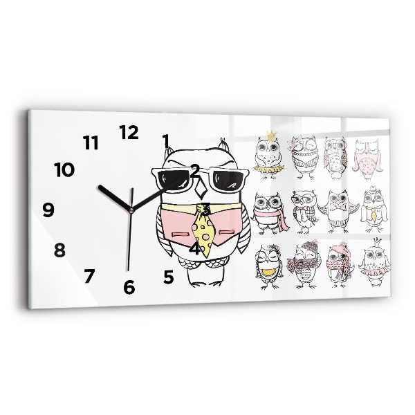 Glass wall clock rectangular Vintage Owl Poster