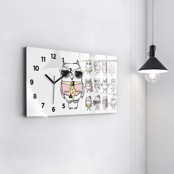 Glass wall clock rectangular Vintage Owl Poster