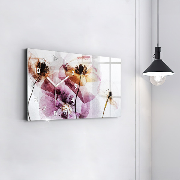 Glass wall clock rectangular Dry poppies Flowers