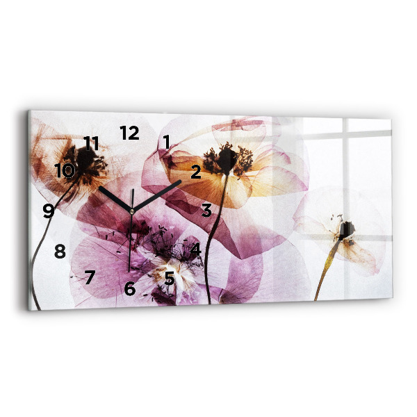 Glass wall clock rectangular Dry poppies Flowers