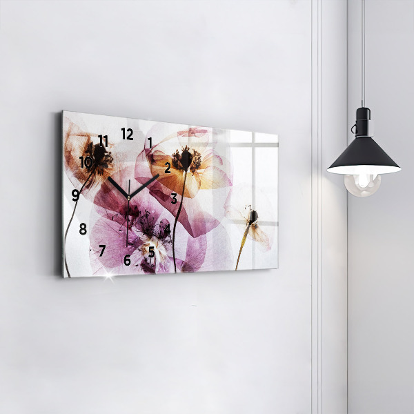 Glass wall clock rectangular Dry poppies Flowers