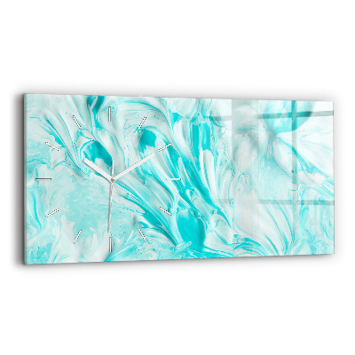 Glass wall clock rectangular Blue abstraction