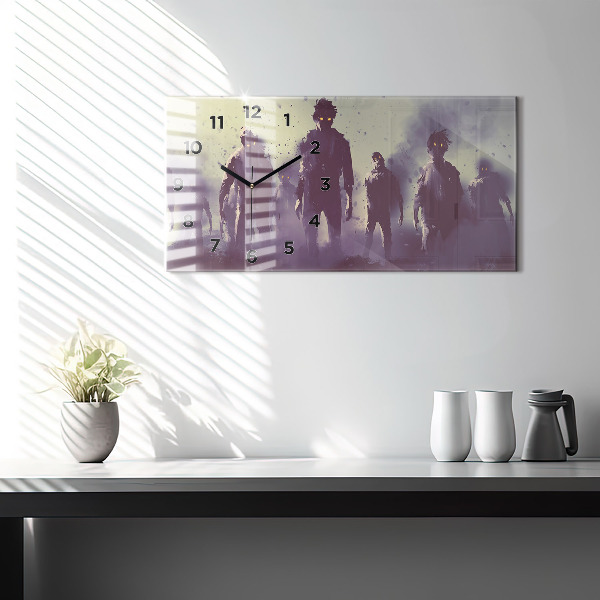 Glass wall clock rectangular Zombies at night - halloween