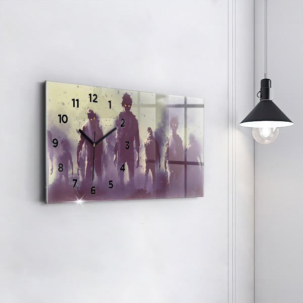 Glass wall clock rectangular Zombies at night - halloween