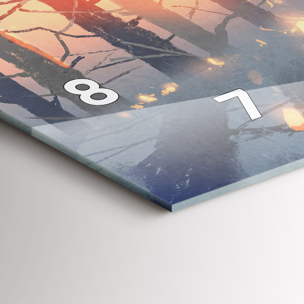 Glass wall clock rectangular Winter Tree Landscape