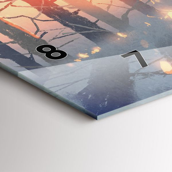 Glass wall clock rectangular Winter Tree Landscape