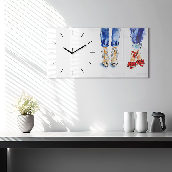 Glass wall clock rectangular Women's High Heels
