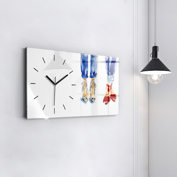 Glass wall clock rectangular Women's High Heels