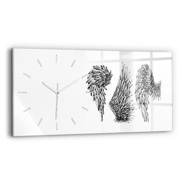 Glass wall clock rectangular Angel wings